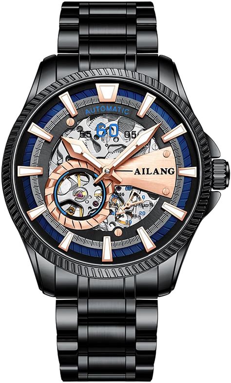 B BINGER Men's Skeleton Watches Automatic Mechanical .